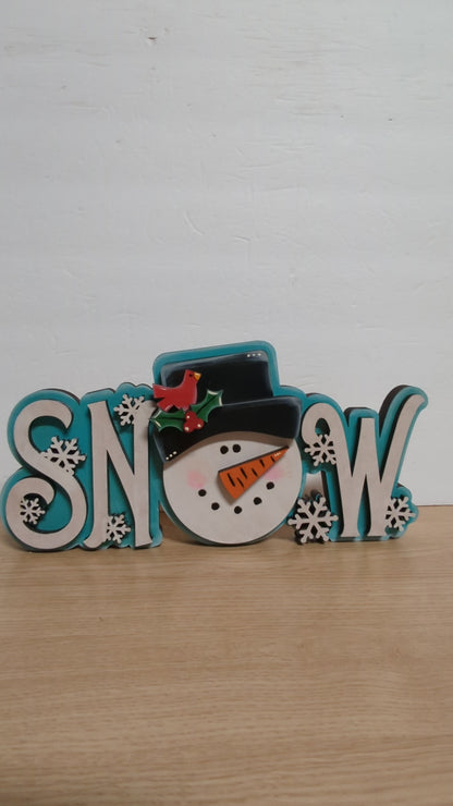 SNOW Snowman 3D Winter word block