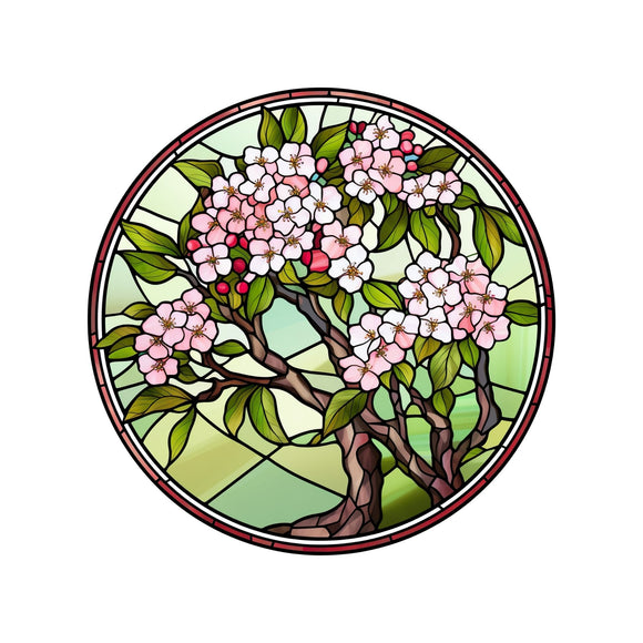Cherry Blossom Stained Glass wreath sign