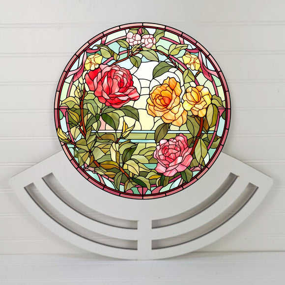 Roses Stained Glass Wreath rail