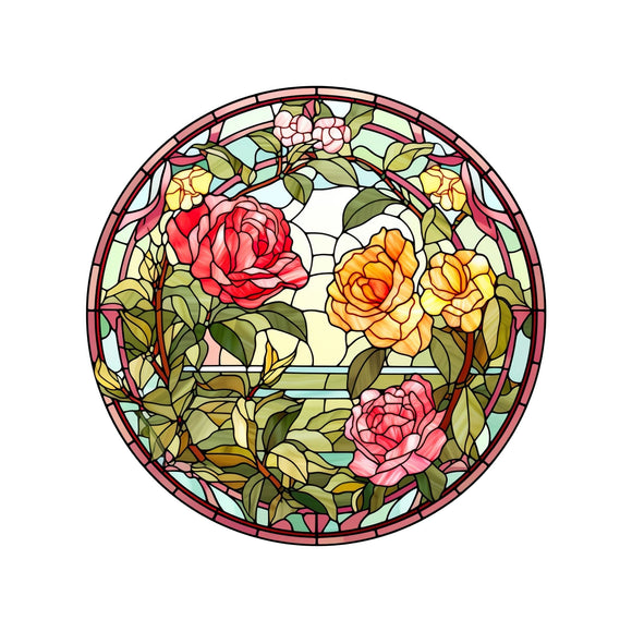 Roses Stained Glass wreath sign