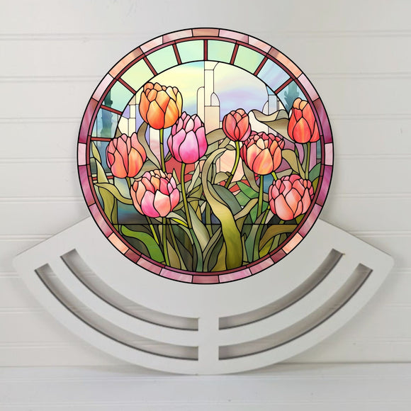 Tulips Stained Glass Wreath rail