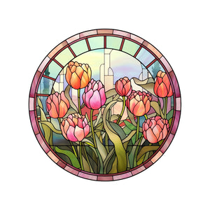 Tulips Stained Glass wreath sign