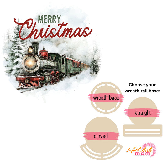 Merry Christmas train Wreath rail