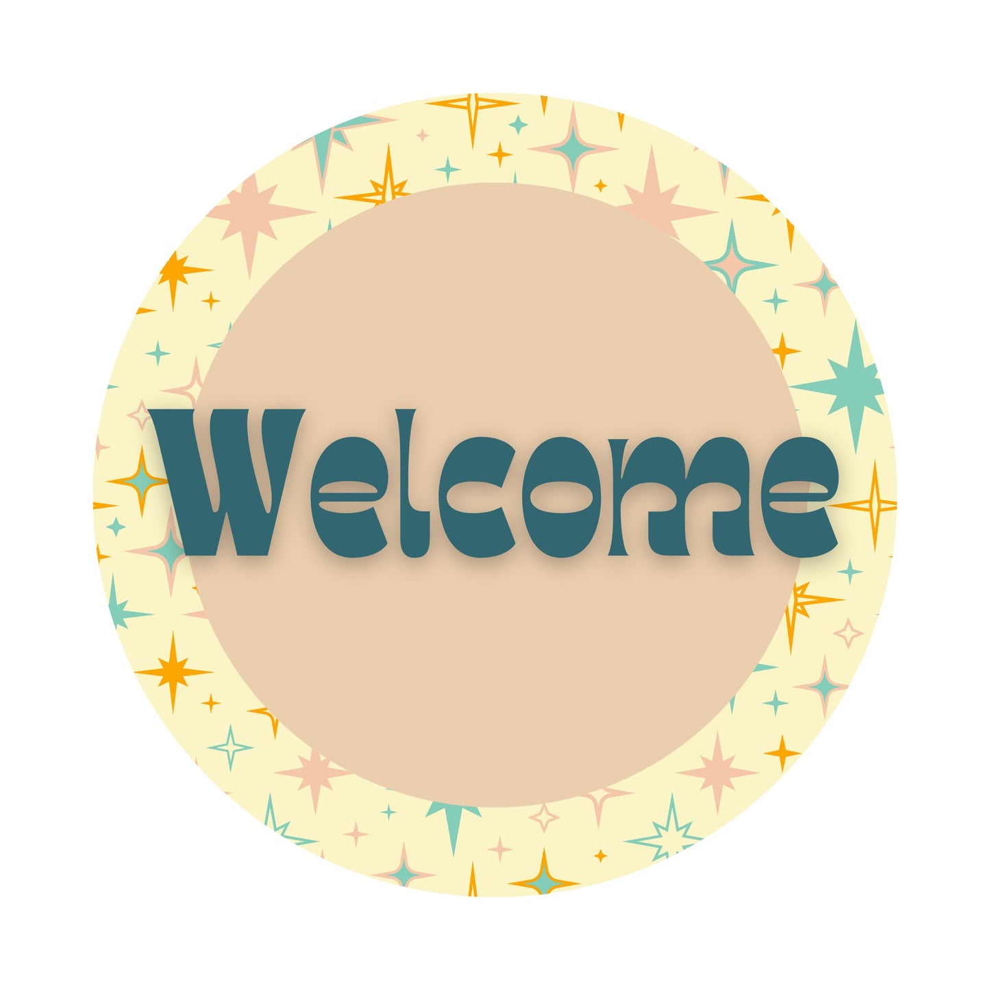 Retro Welcome wreath sign