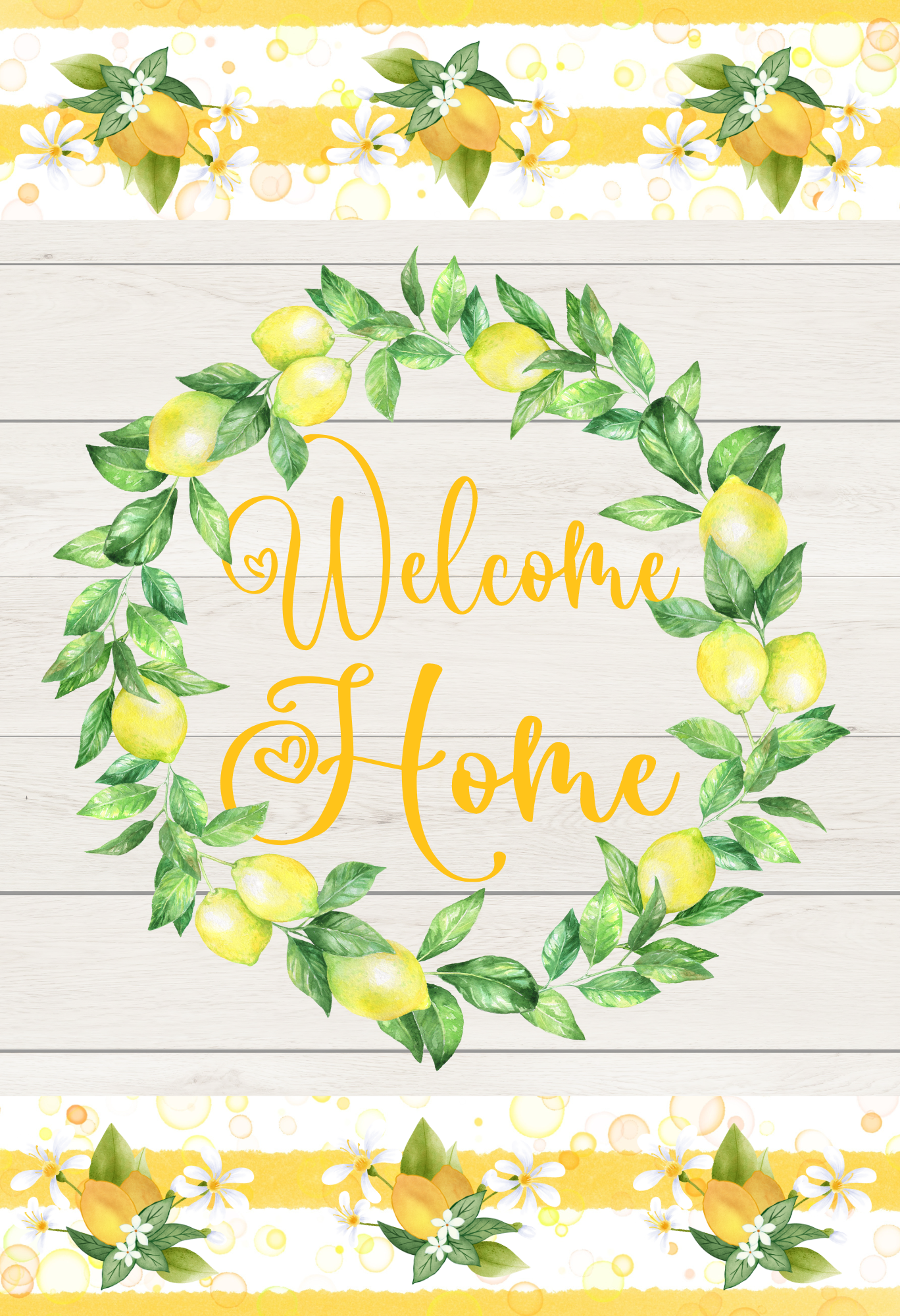 Welcome Home Lemons rectangle, Wreath Rail