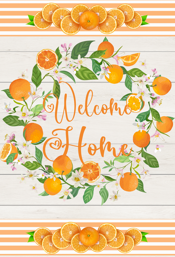 Welcome Home Oranges rectangle, Wreath Rail