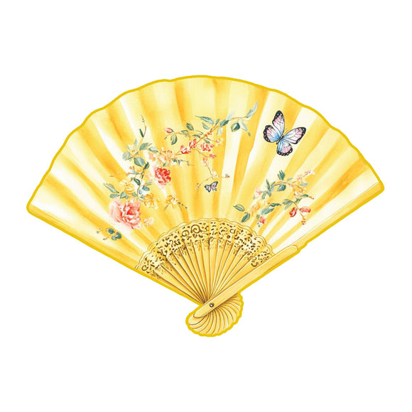 Yellow Chinoiserie Fan wreath sign
