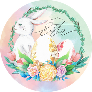 Happy Easter bunny round, Wreath Sign