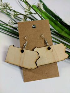 Pennsylvania - Laser cut wood earrings - 2"