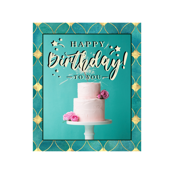 Happy Birthday teal and gold, Wreath Sign, Wreath Rail