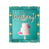 Happy Birthday teal and gold, Wreath Sign, Wreath Rail