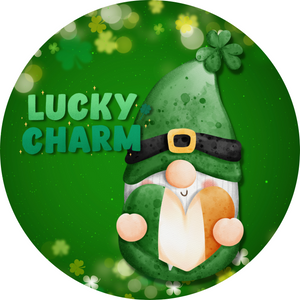Lucky Charm gnome round, Wreath Sign