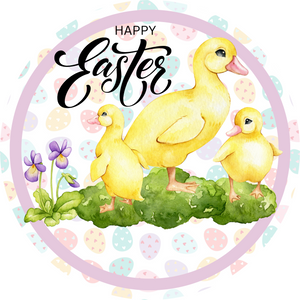 Happy Easter ducks round, Wreath Rail, Wreath Base