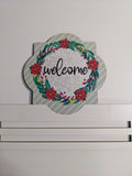 Welcome Poinsettia Printed Wreath Rail