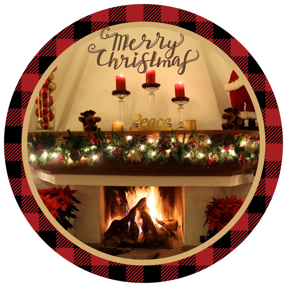 Merry Christmas fireplace wreath sign