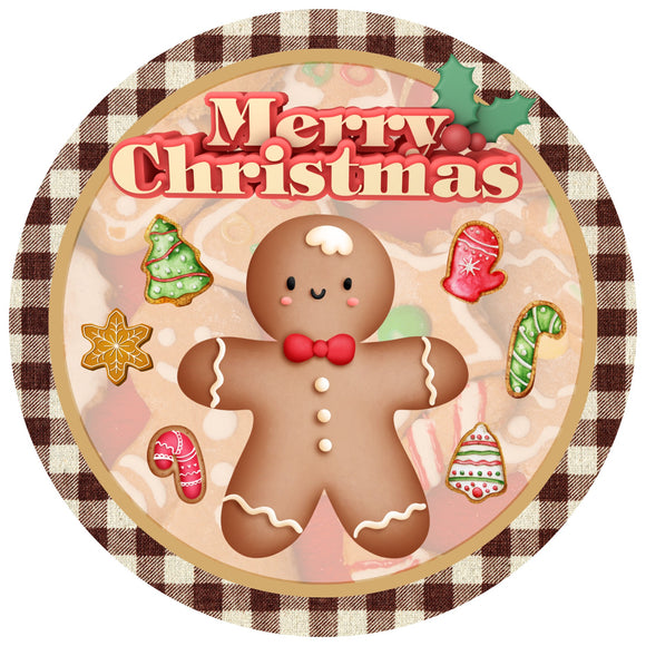 Merry Christmas gingerbread cookie wreath sign