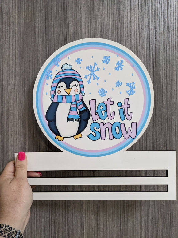 Let It Snow Penguin Printed Wreath Rail