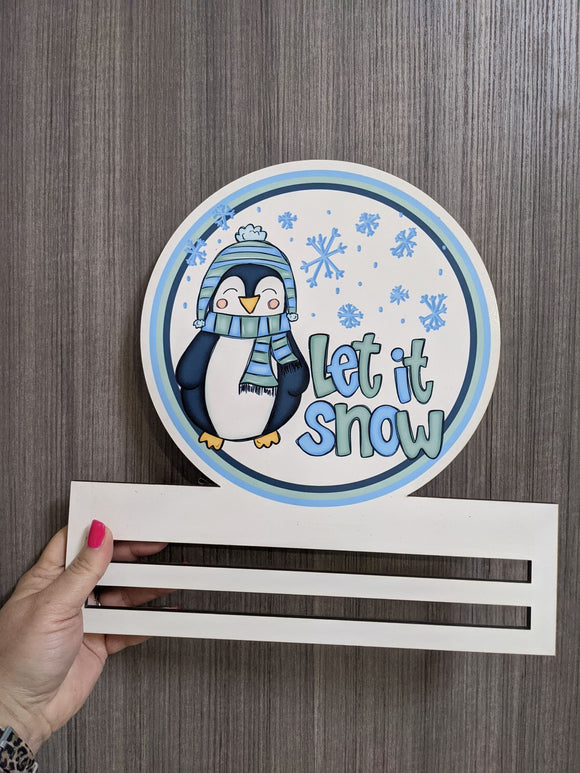 Let It Snow Penguin Printed Wreath Rail