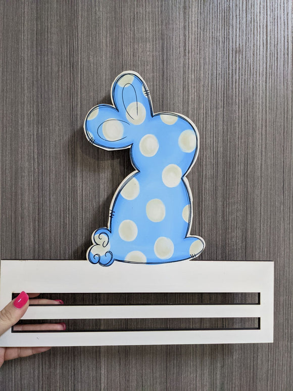 Blue Polka Dot Bunny Printed Wreath Rail