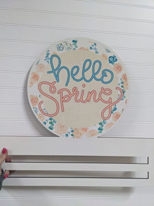 Hello Spring Flower Printed Wreath Rail