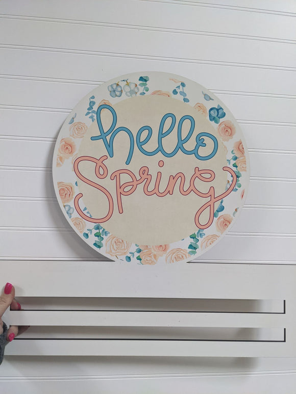 Hello Spring Flower Printed Wreath Rail