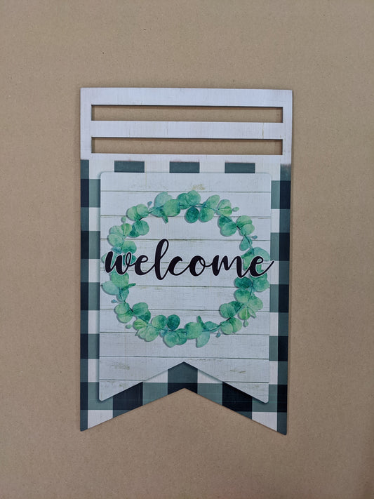 Welcome Wreath Bunting Printed Rail