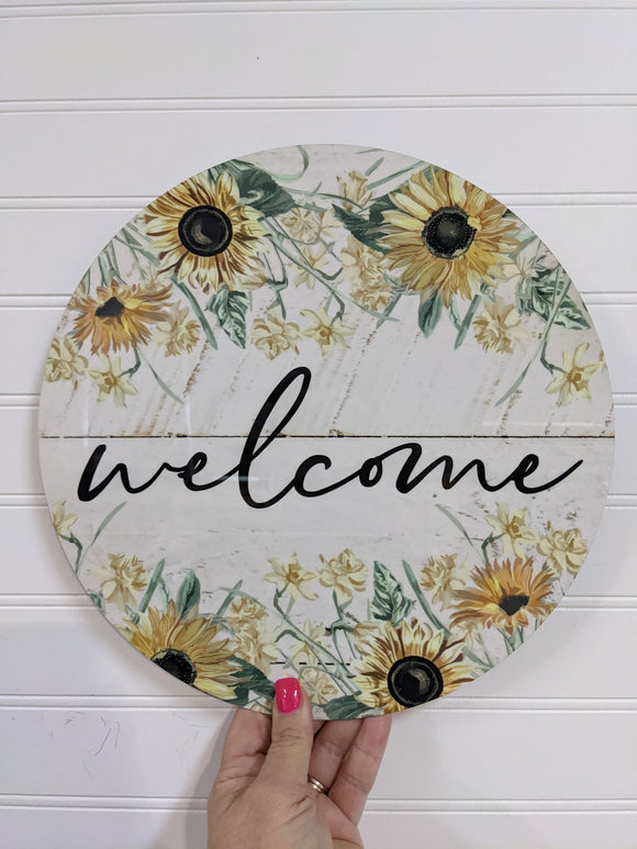 Welcome Round Sunflower - Wreath Sign