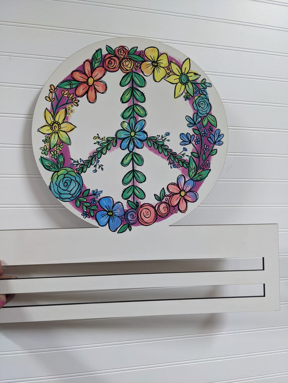 Floral Peace Sign Printed Wreath Rail