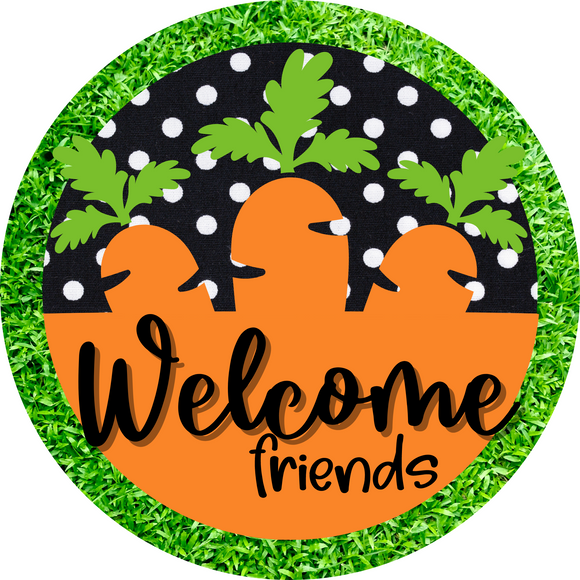 Welcome friends carrots round, Wreath Sign