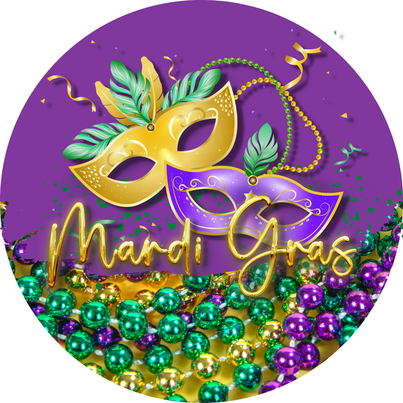 Mardi Gras round, Wreath Sign