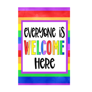 Everyone is Welcome here rectangle, Wreath Sign