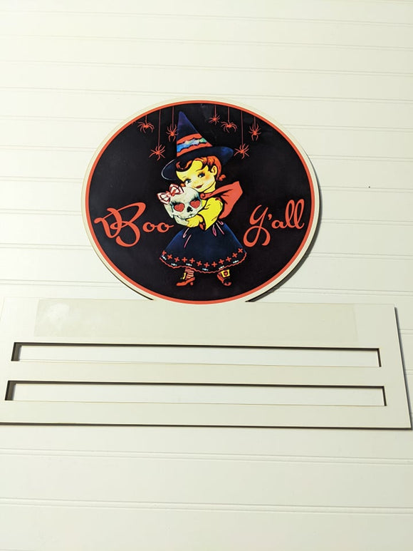 Boo Y'all Girl Witch Printed Wreath Rail