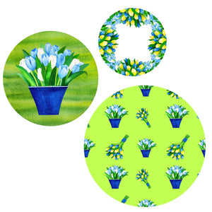 Blue Flower pot Tiered Tray set