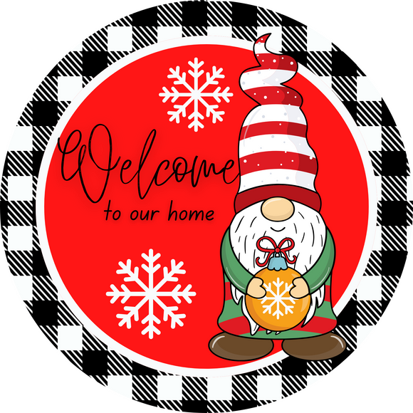 Gnome ornament welcome wreath sign