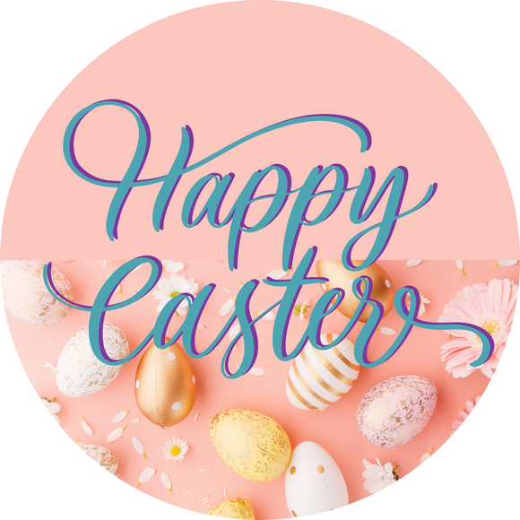 Happy Easter round, Wreath Sign