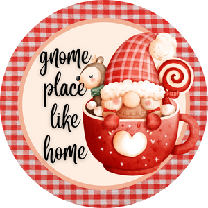 Gnome place like home cup wreath sign