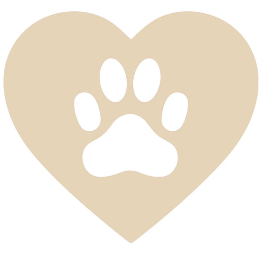 Heart Paw Wood Cutout