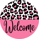 Welcome Pink Leopard Wreath Sign, Wreath Rail, Wreath Base
