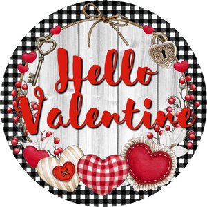 Hello Valentine Plaid Wreath Sign, Wreath Rail, Wreath Base