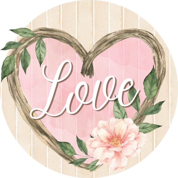 Love Pink Floral Heart Wreath Sign, Wreath Rail, Wreath Base