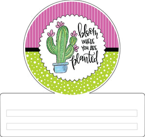 Bloom Where You Are Planted - Pink & Green Printed Wreath Rail, AWS