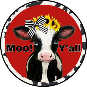 Moo Y'all -red - Wreath Sign