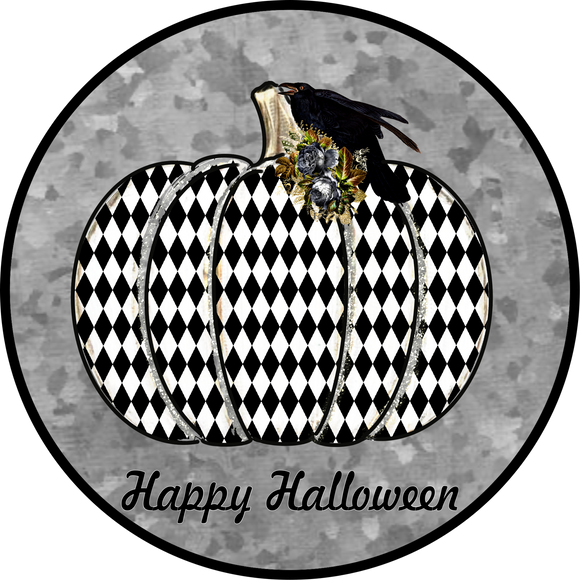 Harlequin Pumpkin - Wreath Sign