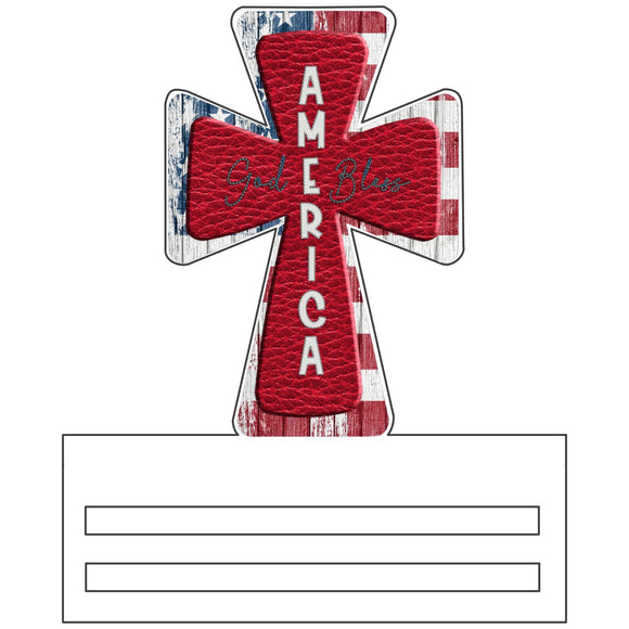 God Bless America - Cross Printed Wreath Rail