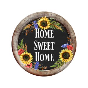 Home Sweet Home Rustic Florals - Wreath Sign