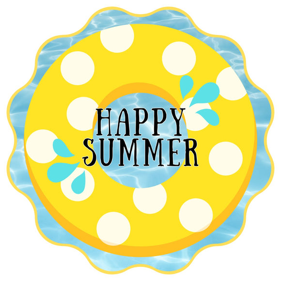 Happy Summer yellow polka dot - Wreath Sign