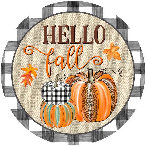 Hello Fall Pumpkin - Wreath Sign