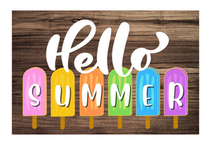 Hello Summer Rainbow Popsicles 12" Printed Wreath Attachment