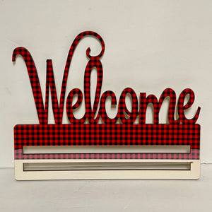 Welcome Wreath Rail - check and polka dots