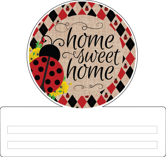 Ladybug Home Sweet Home Printed Wreath Rail, AWS